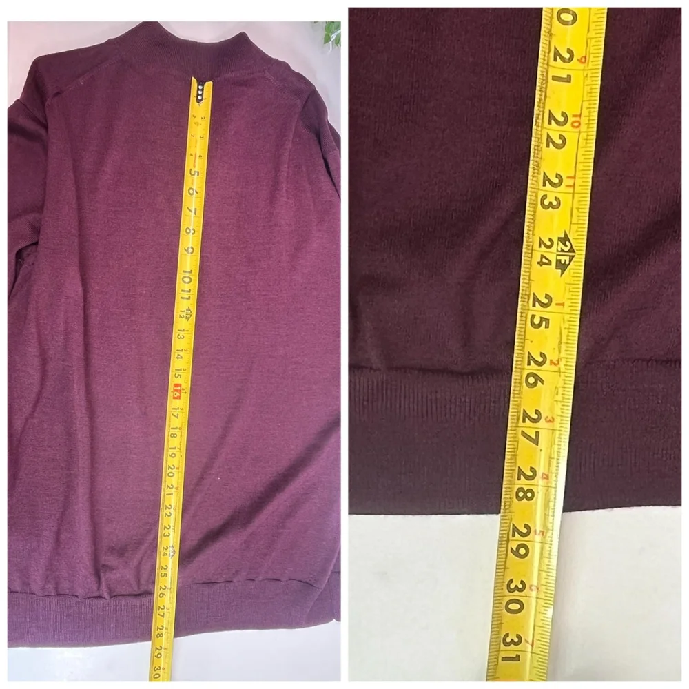 Peter Millar Sweater Mens XL Burgundy Quarter Zip Merino Wool Blend Horse Logo‎